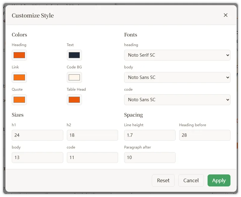 Custom template editor