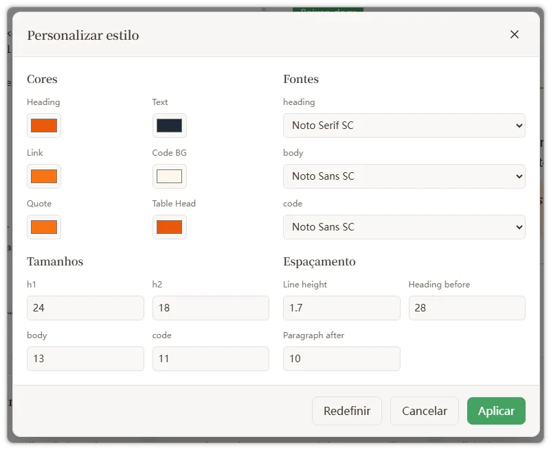 Editor de modelo personalizado