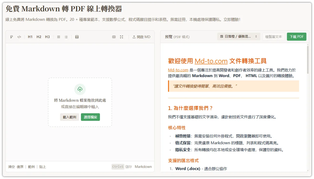 步驟1：輸入 Markdown 內容