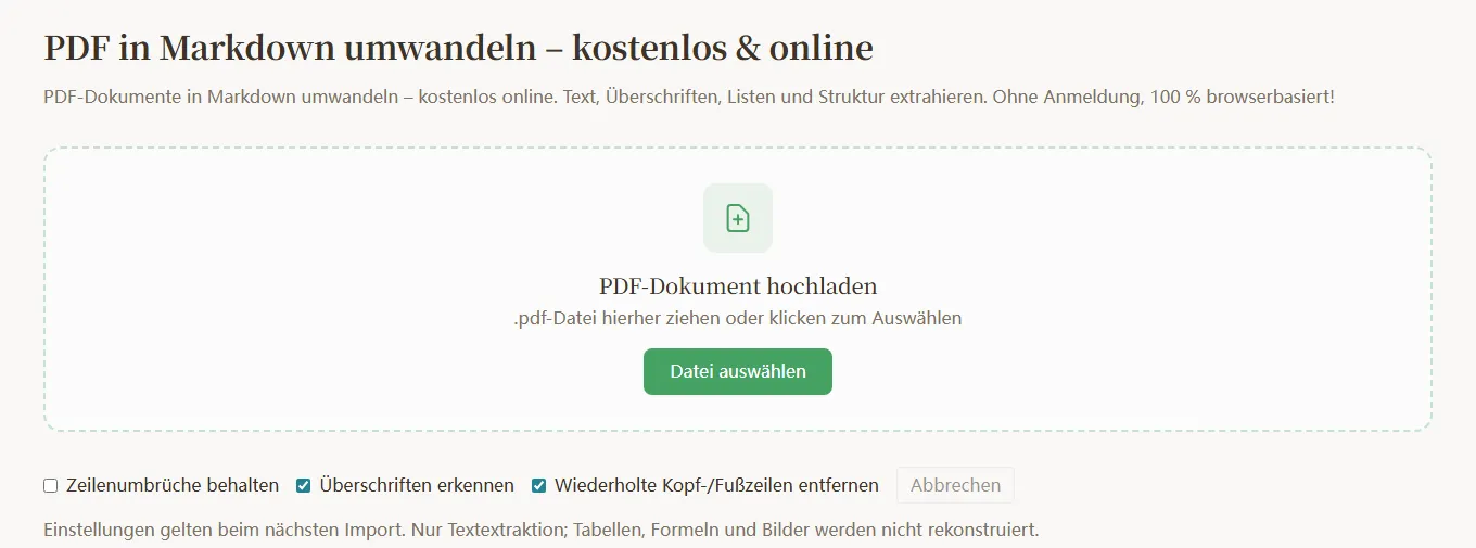 Schritt 1: PDF-Datei hineinziehen oder auswählen