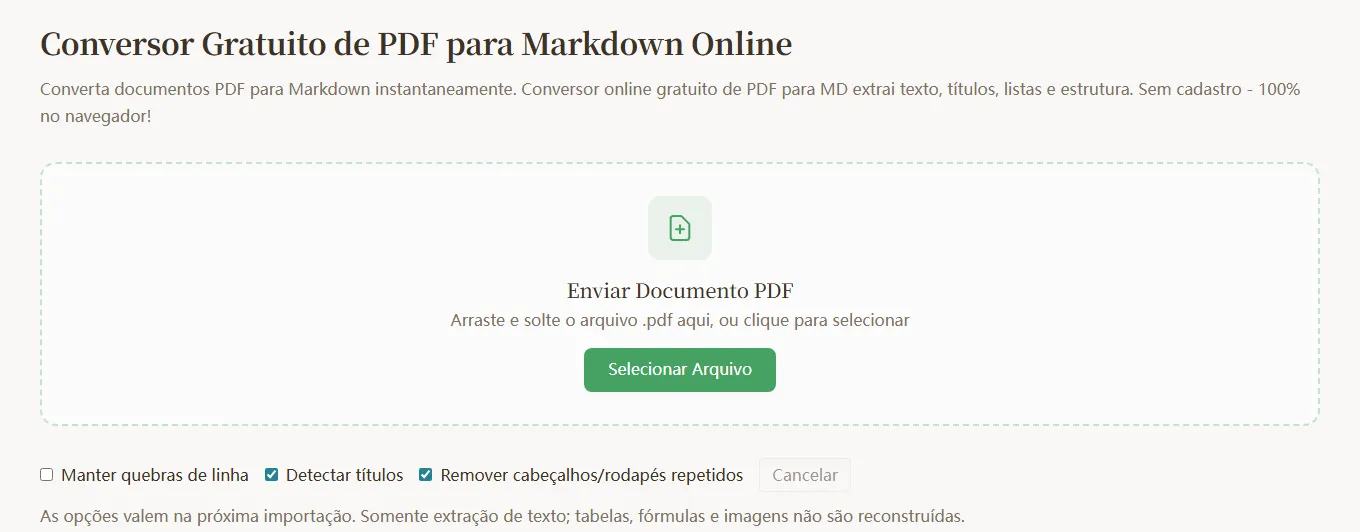 Passo 1: arraste ou selecione um arquivo PDF