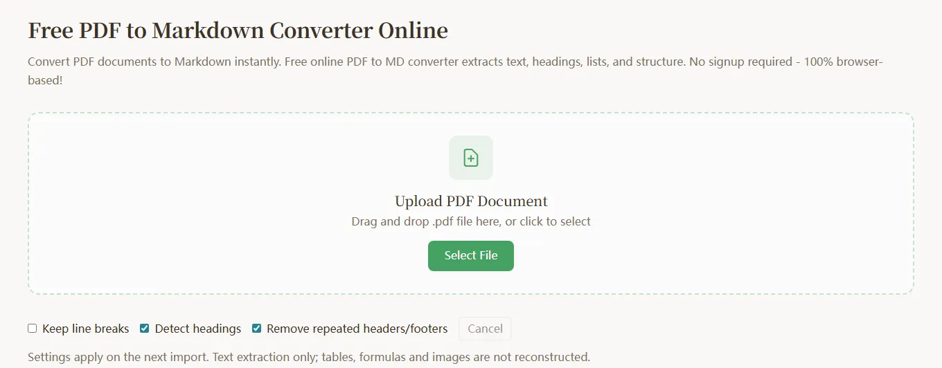 Step 1: Drag in or select a PDF file